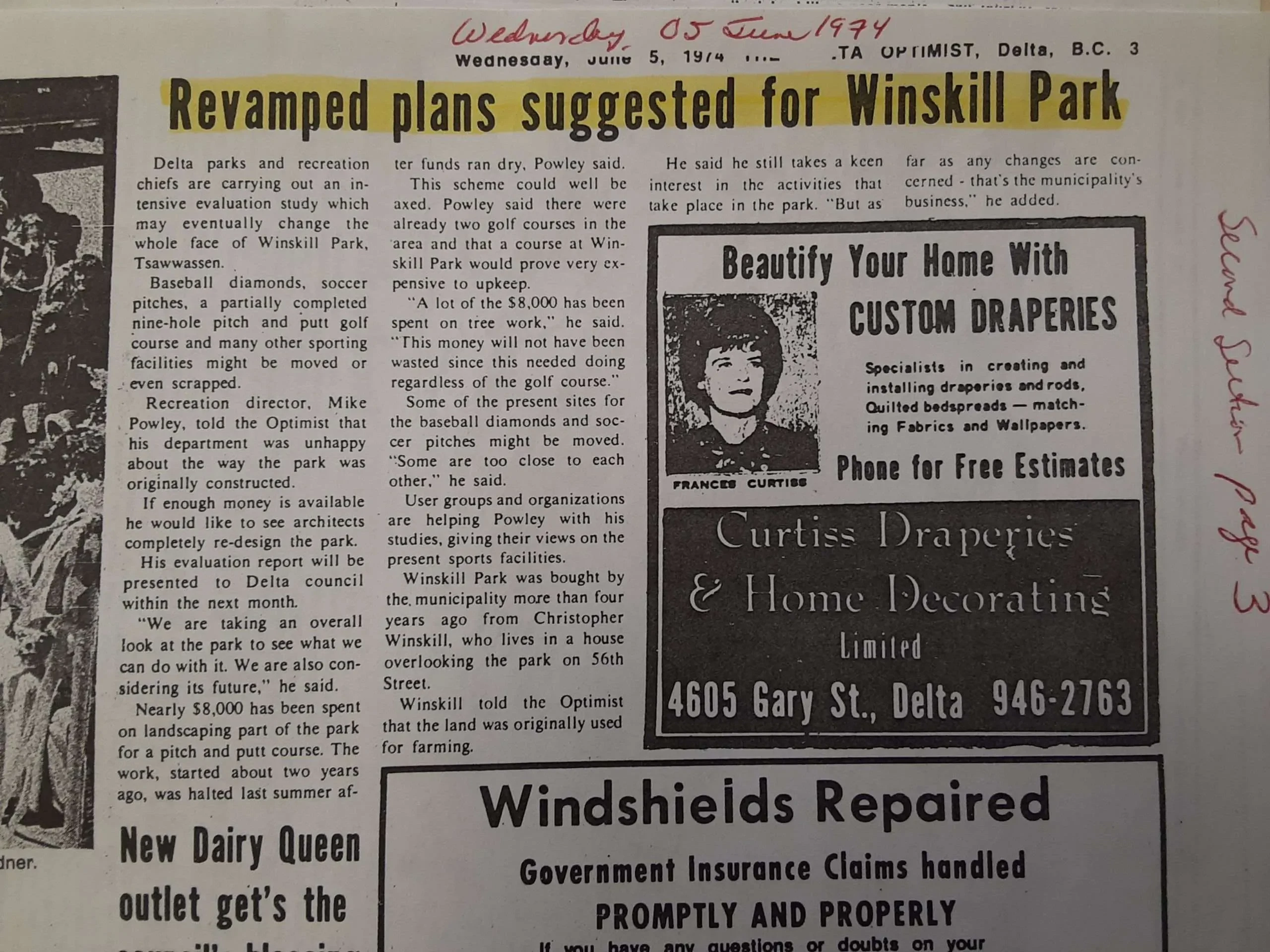 Winskill article detail: Revamped plans suggested for Winskill Park